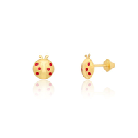 Brinco Infantil Joaninha em Ouro Amarelo 18k