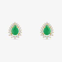 Brinco em Gota com Esmeralda e Diamante em Ouro Amarelo 18K