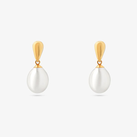 Brinco Gota com Pérola em Ouro Amarelo 18k
