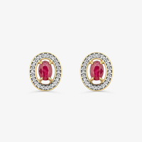 Brinco Stud com Rubi e Diamantes em Ouro Amarelo 18k