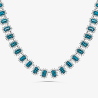 Colar com Topázio London e Diamantes em Ouro Branco 18k