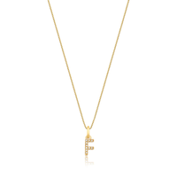 Pingente Letra F com Diamante em Ouro Amarelo 18k