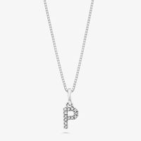 Pingente Letra P com Diamante em Ouro Branco 18k