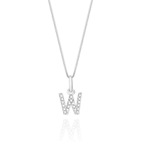 Pingente Letra W com Diamante em Ouro Branco 18k