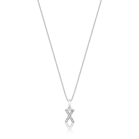 Pingente Letra X com Diamante em Ouro Branco 18k