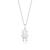 Pingente Menino com Diamante em Ouro Branco 18k