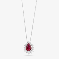 Pingente em Gota com Rubi e Diamantes em Ouro Branco 18k