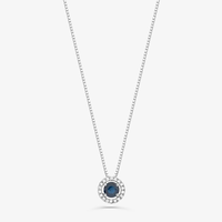 Pingente com Safira e Diamantes em Ouro Branco 18k