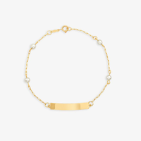 Pulseira Infantil com Pérolas Personalizável em Ouro Amarelo 18k - 15 cm