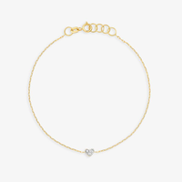 Pulseira Coração com Diamante em Ouro Amarelo 18k - 18 cm