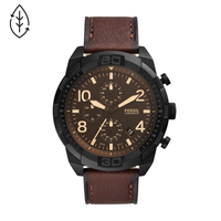 Relógio Fossil Masculino Em Couro Marrom