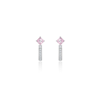 Brinco Argola com Quartzo Rosa e Safira em Prata 925