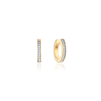 Brinco Argola com Topázio Incolor em Ouro Amarelo 18k