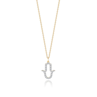 Pingente Hamsá com Topázio Incolor em Ouro Amarelo 18k