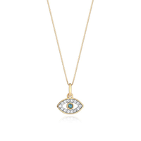 Pingente Olho Grego com Topázio Incolor e Topázio London em Ouro Amarelo 18k
