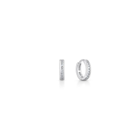 Brinco Argola com 10 Pontos de Diamantes em Ouro Branco 18k - 8mm
