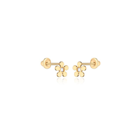 Brinco Infantil Flor com 2 pontos de Diamantes em Ouro Amarelo 18k