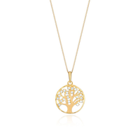 Pingente Árvore da Vida com 10 Pontos de Diamantes em Ouro Amarelo 18k