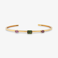 Pulseira em Ouro Amarelo com Ametista, Rodolita, Turmalina Verde