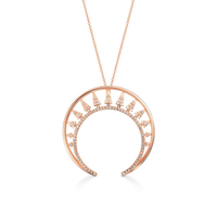 Colar Meia Lua Triângulos com Topázio em Prata 925 com Banho Ouro Rosé 18k
