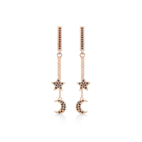 Brinco Estrela Cravejado com Espinélio em Prata 925 com Banho de Ouro Rosé
