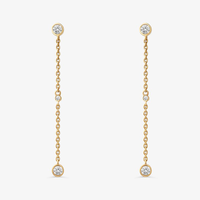 Brinco Longo Cravejado em Prata 925 com Banho de Ouro Amarelo 18k