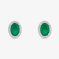 Brinco Oval com Ágata Verde e Topázio em Prata 925