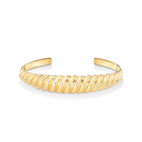 Pulseira Rígida Ondulada em Prata 925 com Banho de Ouro 18k - 17cm