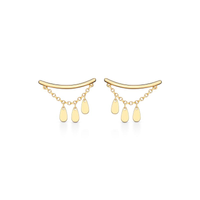 Brinco Earcuff Gotas Articuladas em Ouro Amarelo 18k