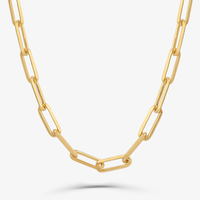 Colar Corrente Paper Clip em Prata 925 com Banho de Ouro Amarelo 18k