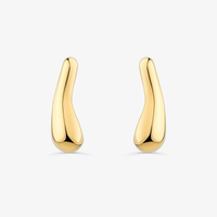 Brinco Arredondado Curvado em Prata 925 com Banho de Ouro Amarelo 18k