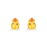 Brinco com Gota de Citrino em Ouro Amarelo 18k