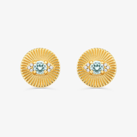 Brinco Olho Grego Cravejado em Prata 925 com Banho de Ouro Amarelo 18k