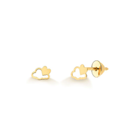 Brinco Nuvem com Coração em Ouro Amarelo 18k