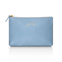 Necessaire Média em Couro Azul Céu