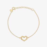 Pulseira Coração em Prata 925 com Banho de Ouro Amarelo 18K