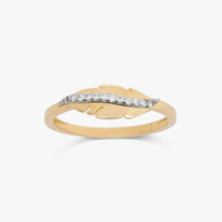 Anel Pena Cravejado em Prata 925 com Banho de Ouro Amarelo 18k
