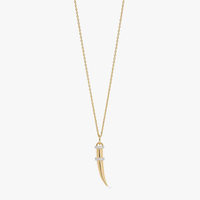 Colar Dente de Sabre Cravejado em Prata 925 com Banho de Ouro Amarelo 18k