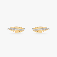 Brinco Pena Cravejado em Prata 925 com Banho de Ouro Amarelo 18k