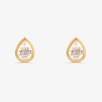 Brinco Gota com Quartzo Rosa em Prata 925 com Banho de Ouro Amarelo 18k