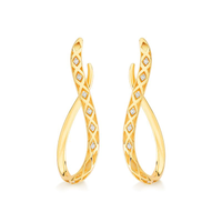 Brinco Pendurado com Diamantes, em Ouro Amarelo 18K
