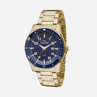 Relógio Technos Masculino em Aço Dourado e Aro Azul
