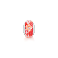 Charm Separador Vermelho Flores em Prata 925