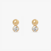 Brinco Com Zircônia Incolor em Ouro Amarelo 18k