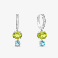 Brinco Argola com Peridoto, Topázio Azul e Safira em Prata 925