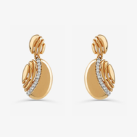 Brinco Oval Duplo com Diamantes em Ouro Amarelo 18k