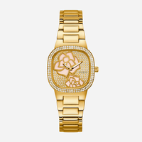 Relógio Guess Feminino em Aço Dourado com Cristais e Flores GW0544L1