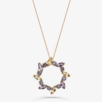 Pingente Mandala com Ametista, Citrino e Iolita em Ouro Amarelo 18k