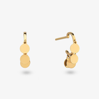 Brinco Argola Pequena com Discos Articulados em Ouro Amarelo 18k