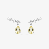 Brinco Earcuff com Quartzo Lemon e Safira em Prata 925